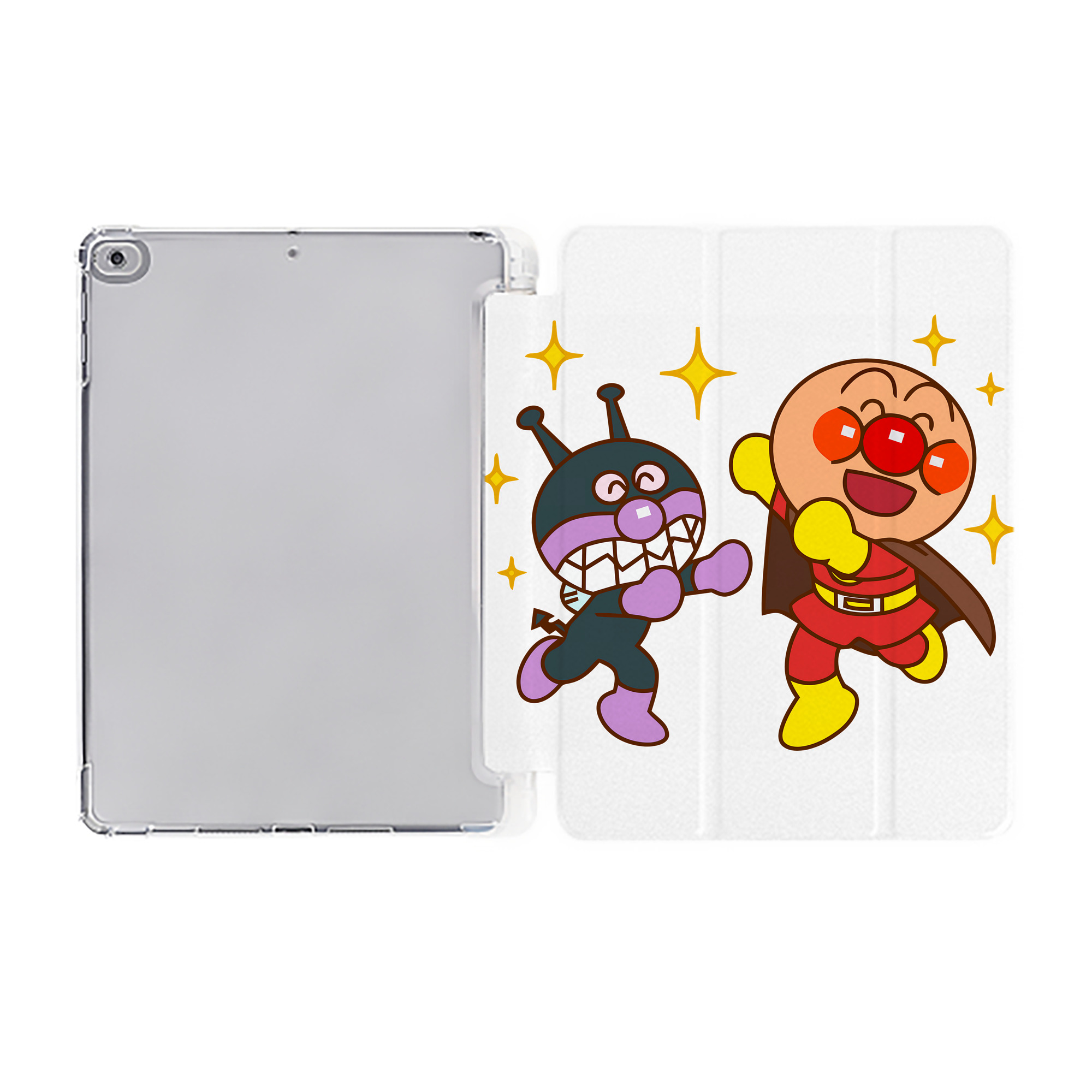 （画像用） アンパンマン Anpanman IPad ケース ペン収納付き 三つ折りスタンド PUレザー×シリコン 対応機種9.5/10.5/10.9インチ